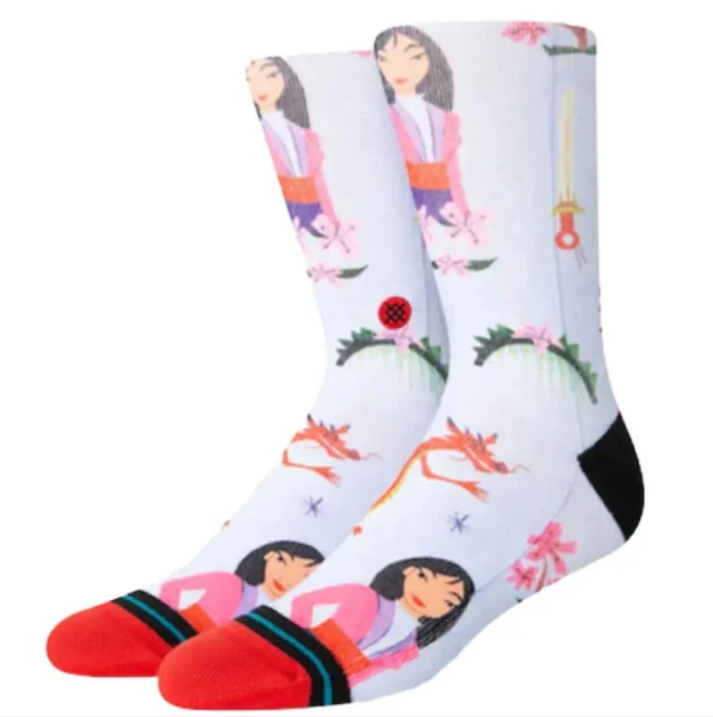 NWT Kids Mulan Estee Srance Crew Socks - Red, Black, White